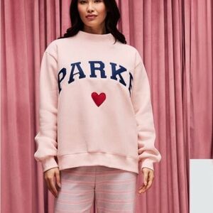 PARKE Peony + Denim Varsity Mockneck
